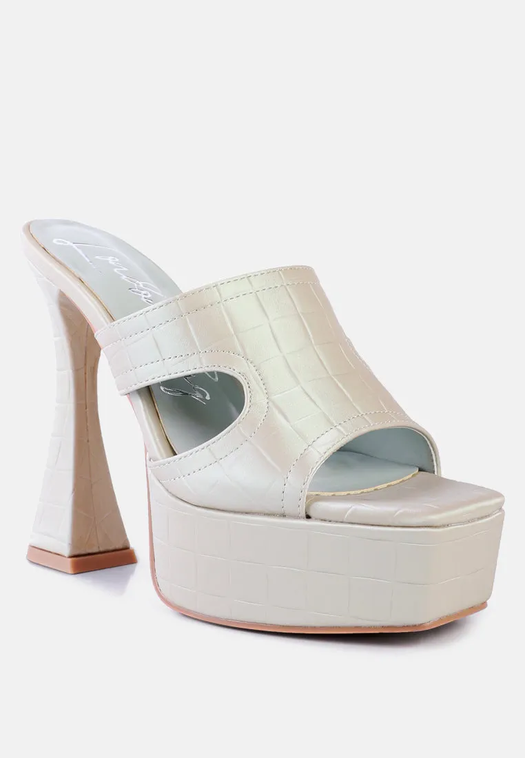 Pda Croc High Heel Platform Sandals by London Rag