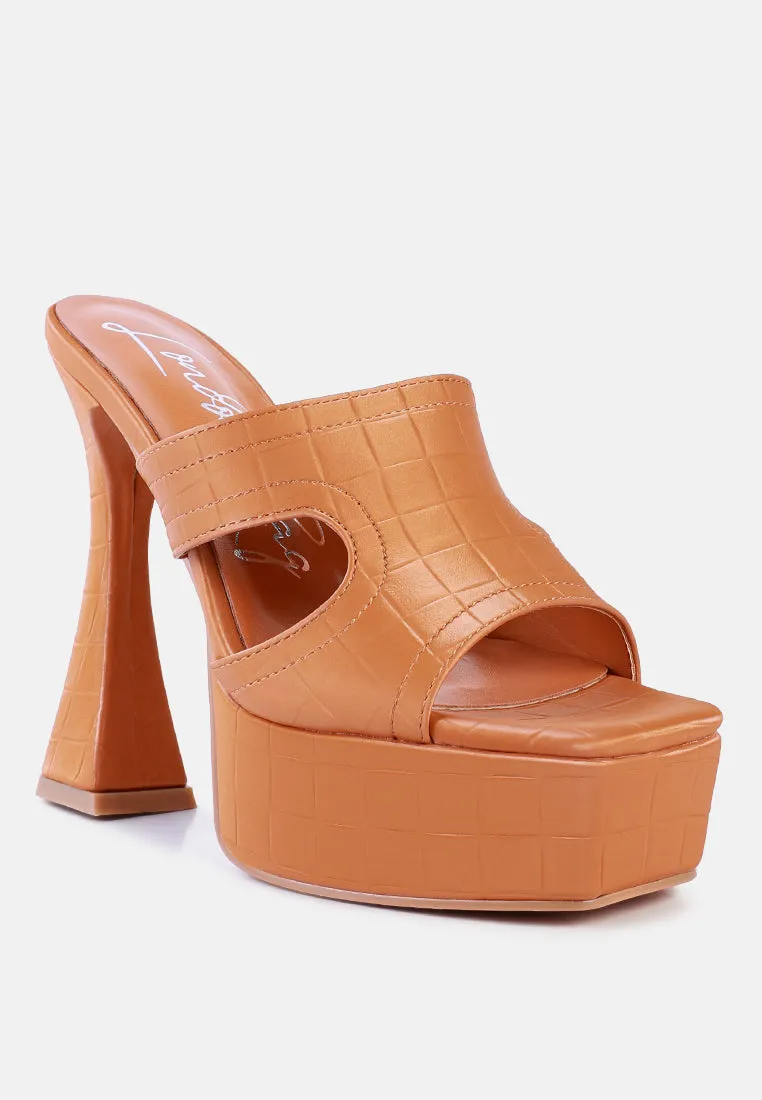 Pda Croc High Heel Platform Sandals by London Rag