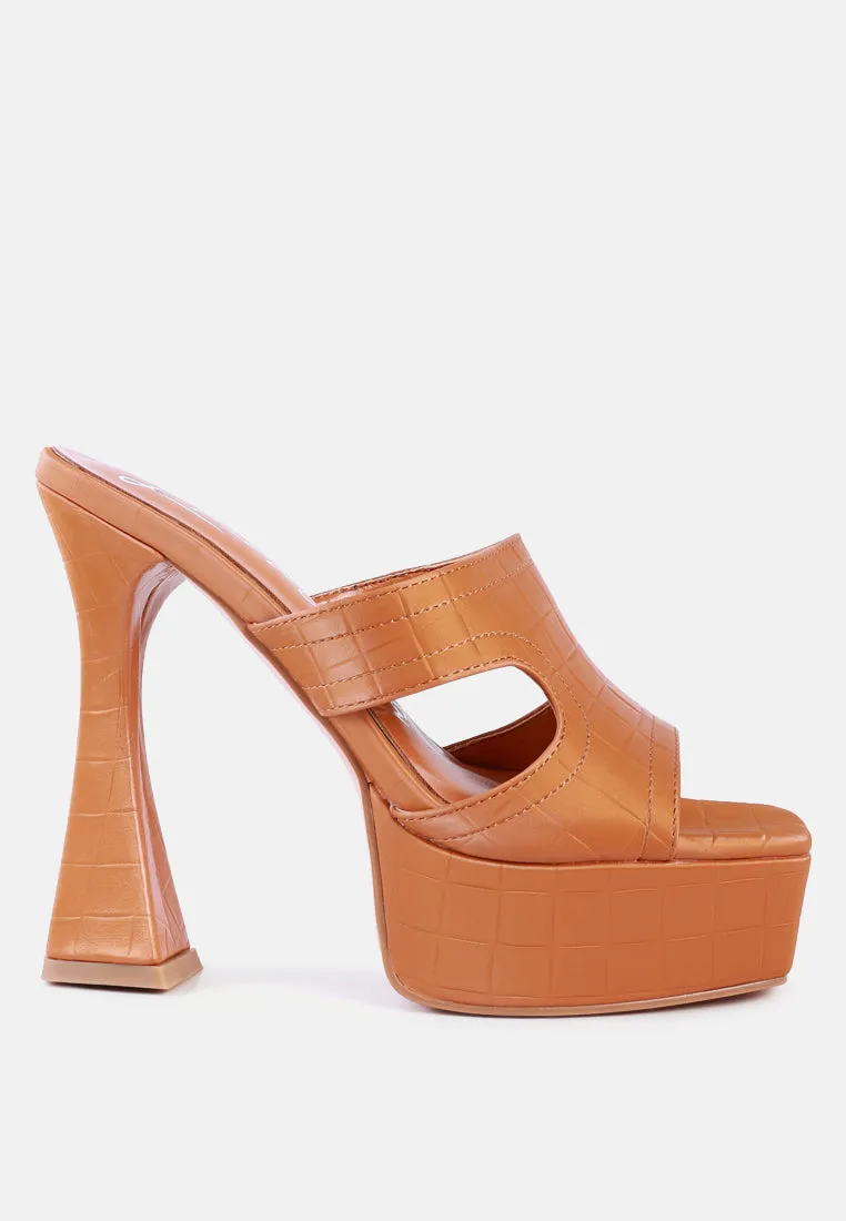 Pda Croc High Heel Platform Sandals by London Rag
