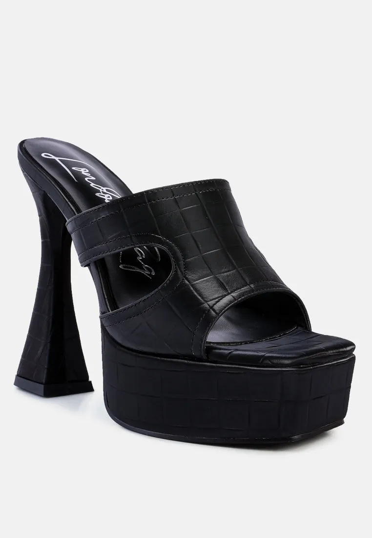 Pda Croc High Heel Platform Sandals by London Rag