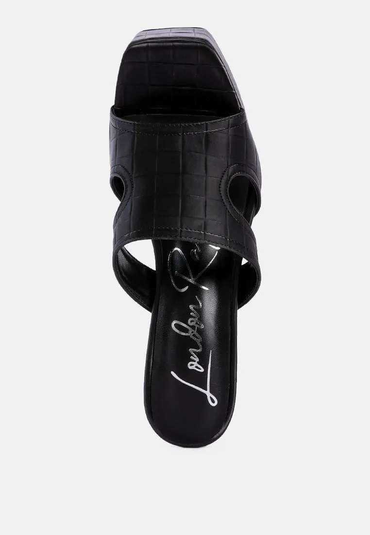 Pda Croc High Heel Platform Sandals by London Rag