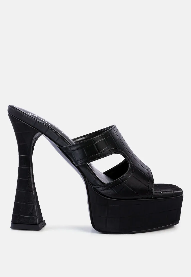 Pda Croc High Heel Platform Sandals by London Rag
