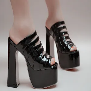 Peep Toe Flatform Super High Heels Slippers Sandals