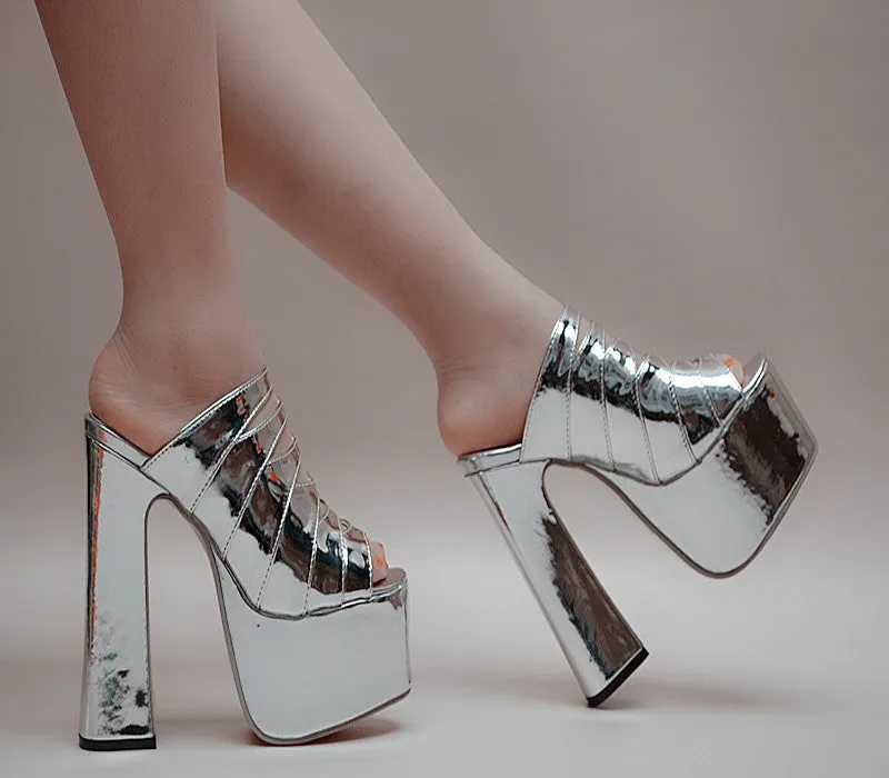 Peep Toe Flatform Super High Heels Slippers Sandals