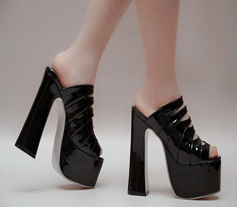 Peep Toe Flatform Super High Heels Slippers Sandals