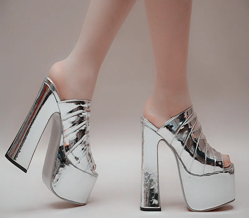 Peep Toe Flatform Super High Heels Slippers Sandals