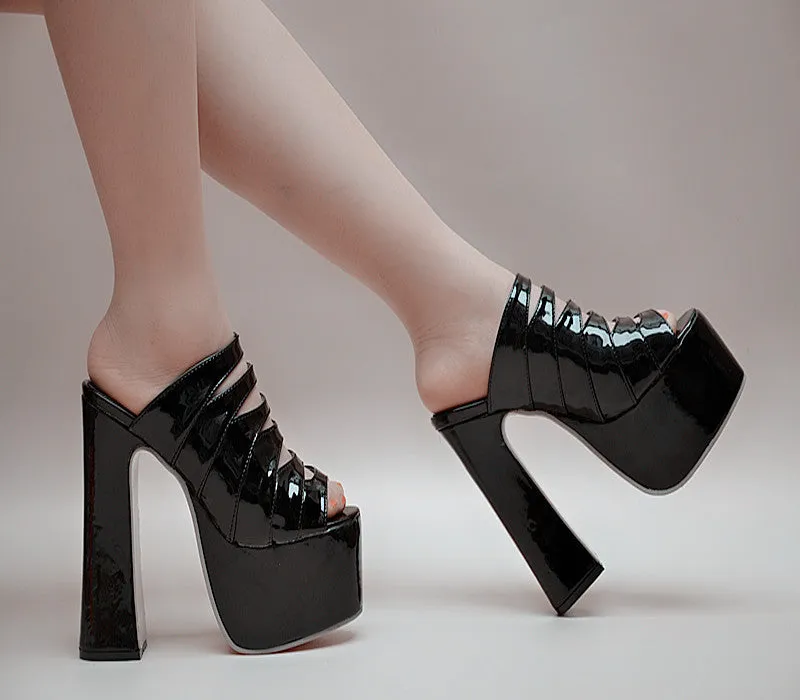 Peep Toe Flatform Super High Heels Slippers Sandals