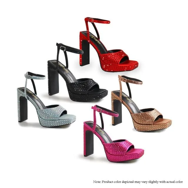 Rhinestone Platform Dress Shoes (Denim)