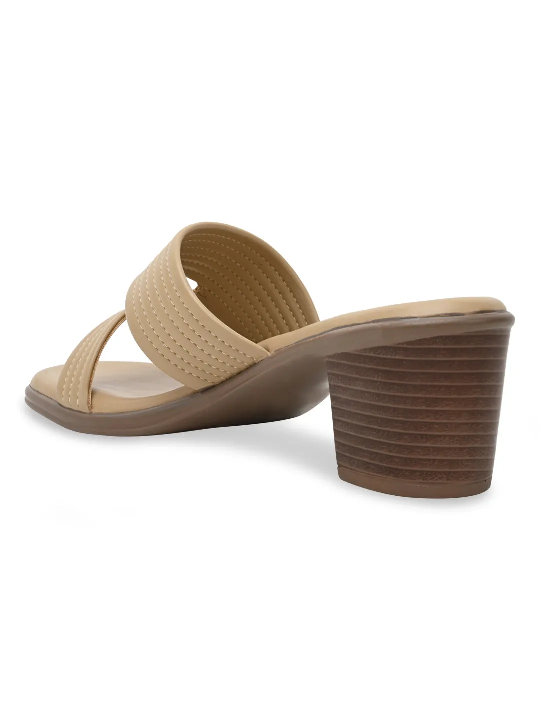 Rocia By Regal Beige Women Multi Strap Block Heel Sandals