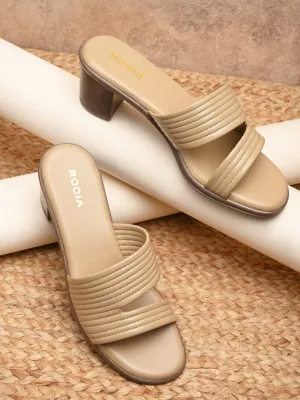 Rocia By Regal Beige Women Multi Strap Block Heel Sandals