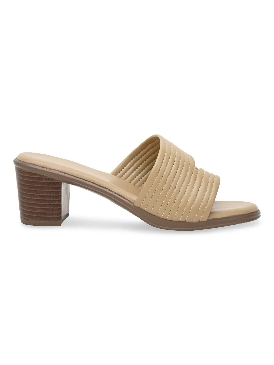 Rocia By Regal Beige Women Multi Strap Block Heel Sandals