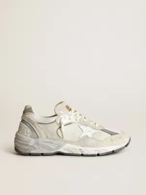 Running Dad in White Mesh and Suede w/ Leather Star - White/ Silver
