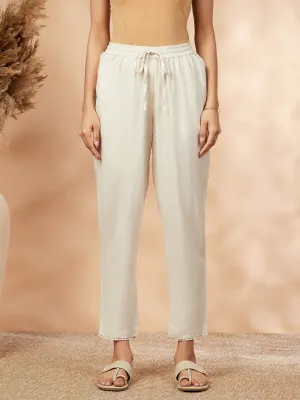 Solid White Straight Pants