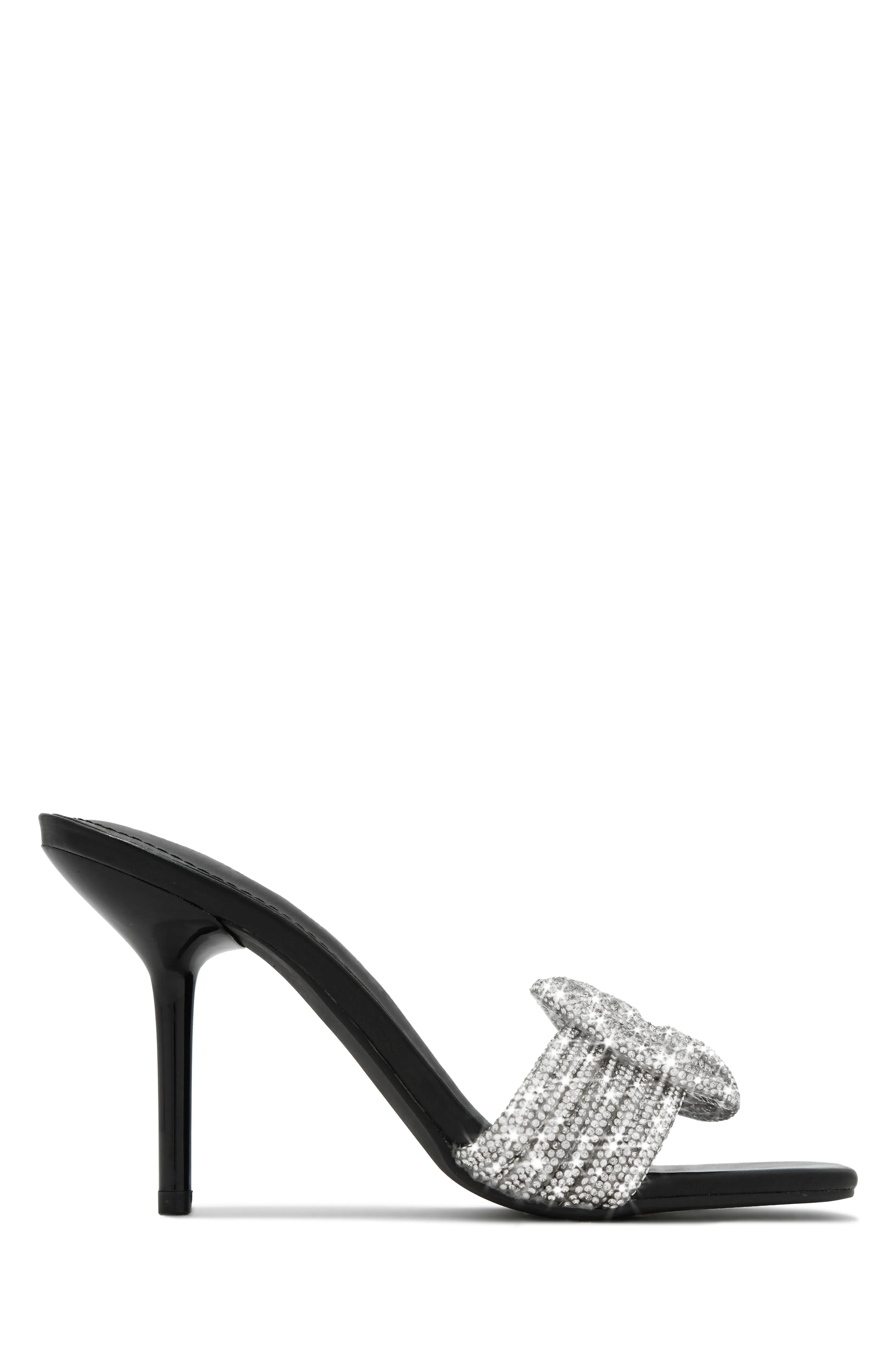Song Of Love Embellished Mule Heels - Black