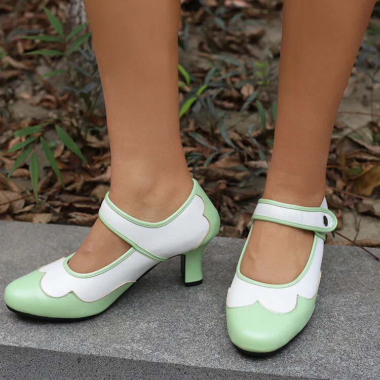 Stylish Color-Blocked Mary Jane High Heel Shoes