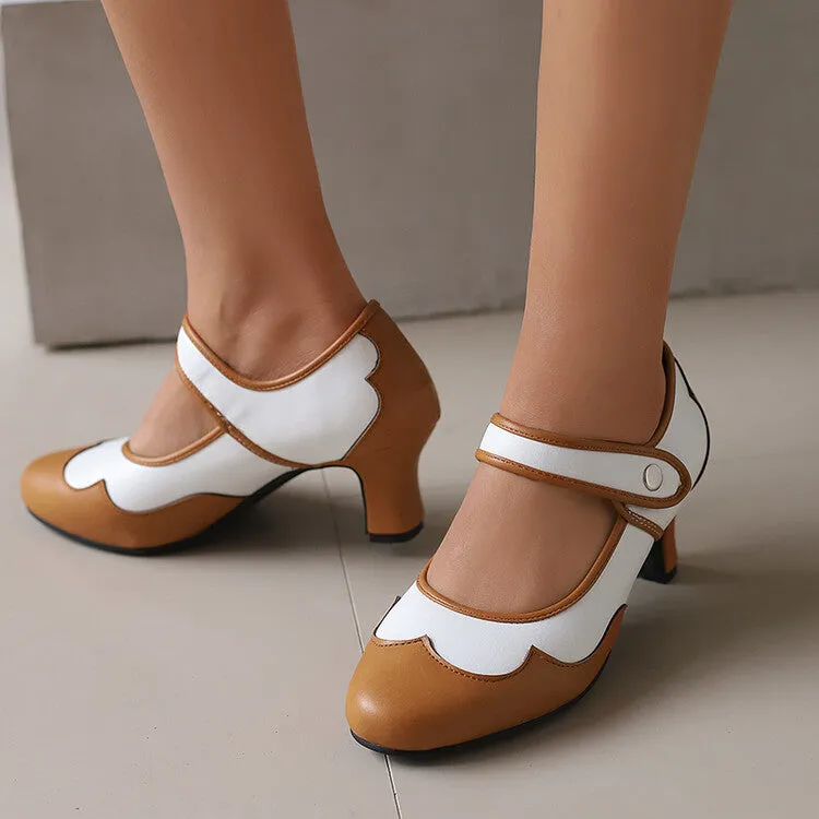 Stylish Color-Blocked Mary Jane High Heel Shoes
