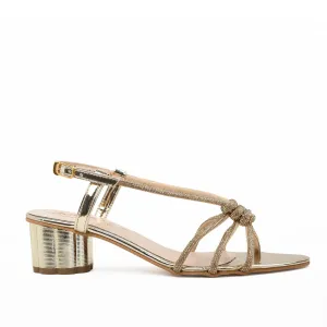 Stylish Gold Block Heel Sandals with Strappy Design | 239D-X Dolcis