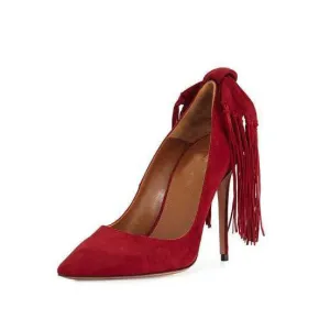 Tassels Low Cut Pointed Toe High Heels Party Shoes