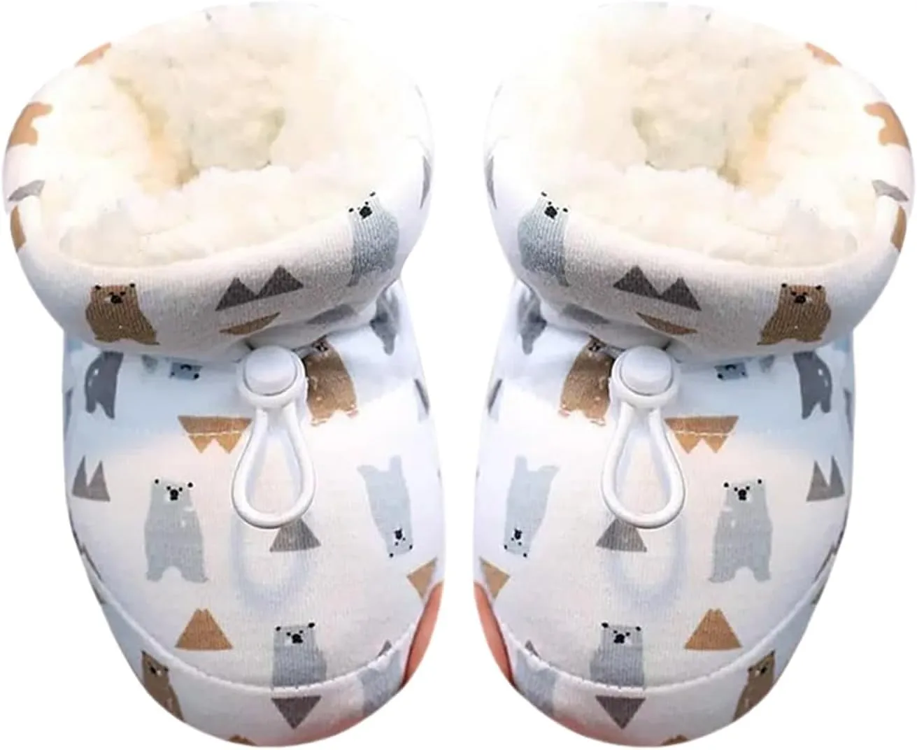 Toddler Fuzzy Fleece Plush Lined Booties With Lace Baby Infant Newborn Girls Boys Warm Boots Winter Outdoor Indoor Shoes