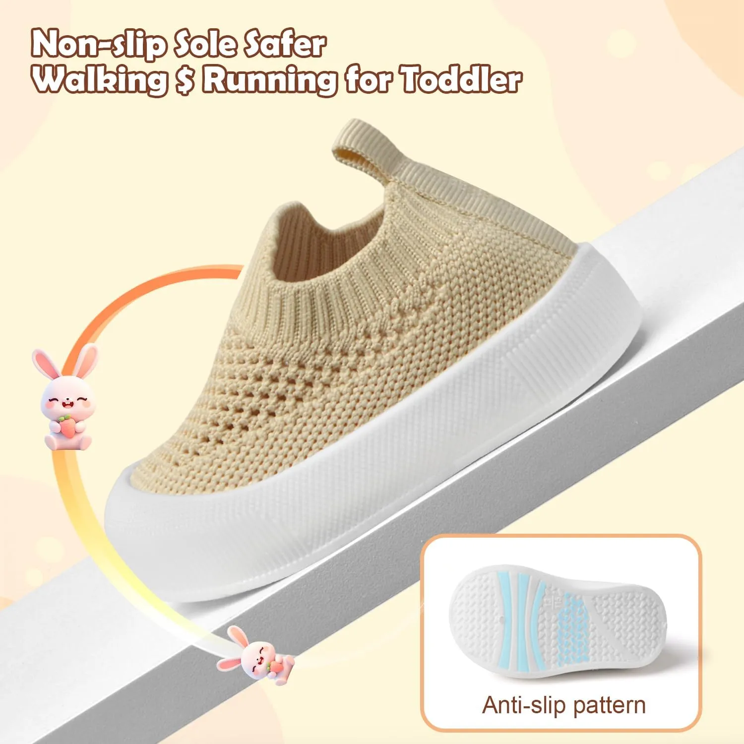 Toddler Shoes Baby Girl Boy Soft Breathable Mesh Wide Toe Box Lightweight Non-Slip Slip On First Walking Shoes