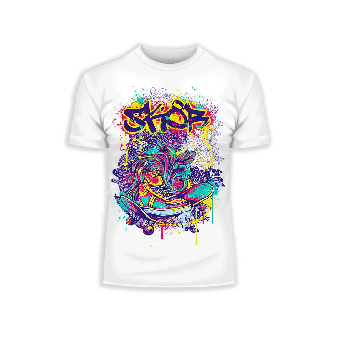 Urban Graffiti Skate & Trainers Detailed Illustration T-Shirt