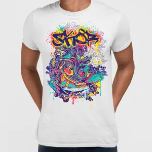 Urban Graffiti Skate & Trainers Detailed Illustration T-Shirt