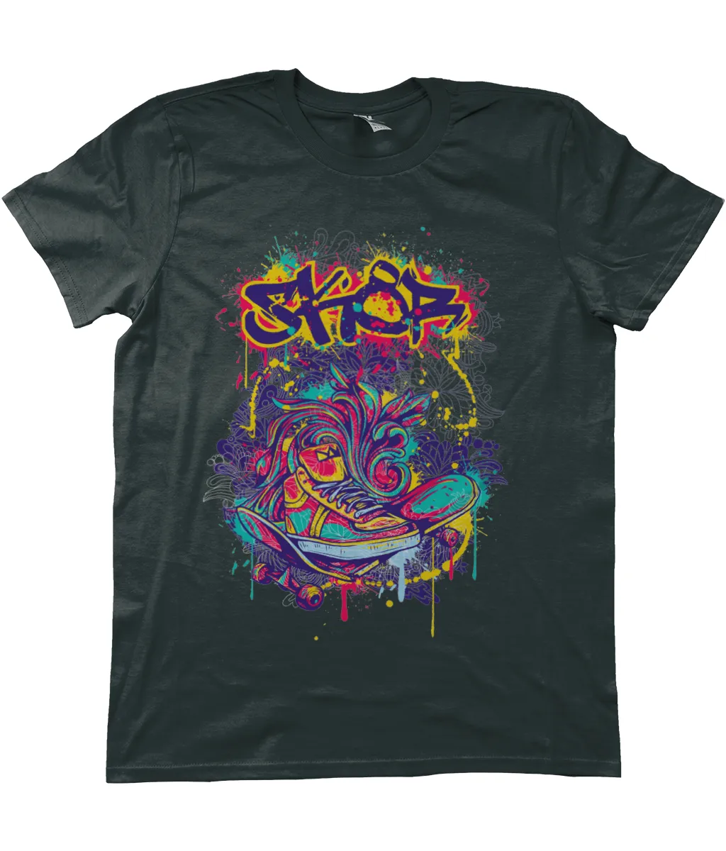 Urban Graffiti Skate & Trainers Detailed Illustration T-Shirt