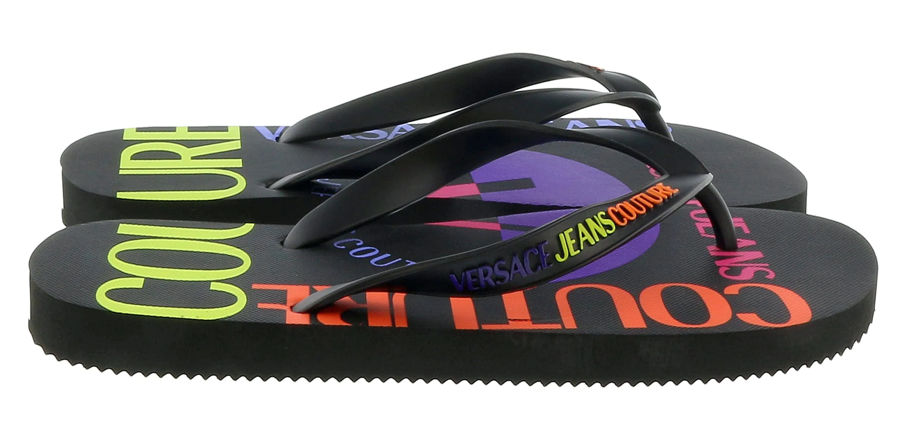 Versace Jeans Couture Black Signature Sole Fashion Flip Flop-