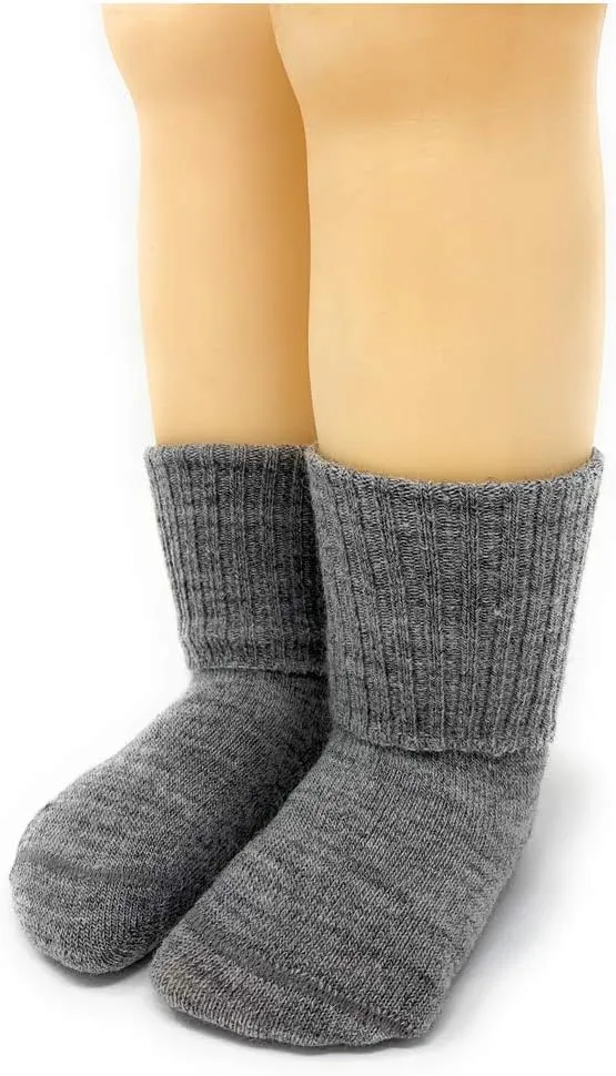 WARRIOR ALPACA SOCKS - Infant & Toddler Baby Alpaca Wool Socks, Unisex, Cuff-able Knee High, Solid, Dye & Bleach Free