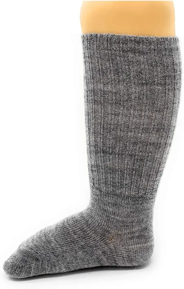 WARRIOR ALPACA SOCKS - Infant & Toddler Baby Alpaca Wool Socks, Unisex, Cuff-able Knee High, Solid, Dye & Bleach Free