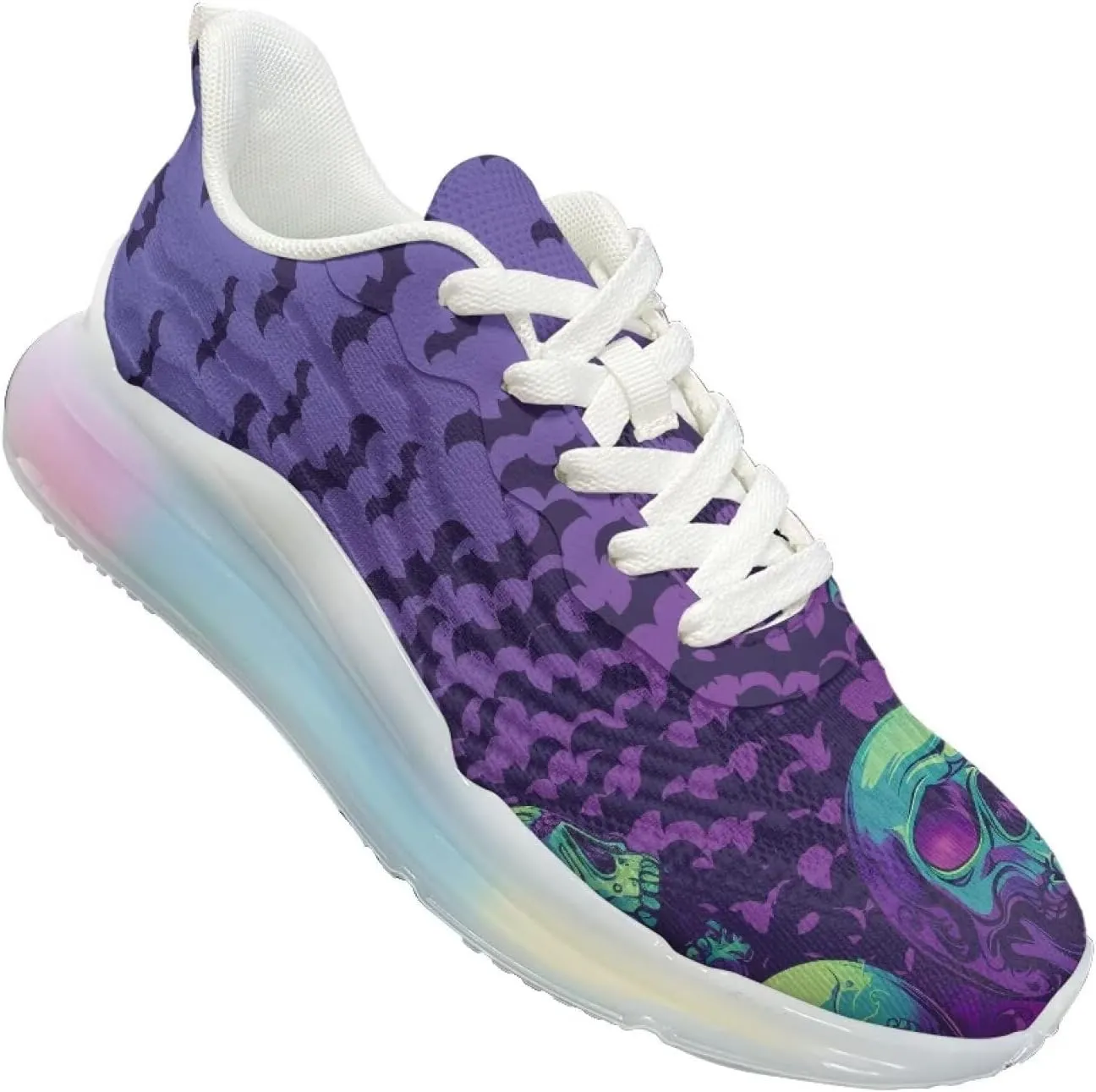 Women Skeleton Skull Air Cushion Shoes Sport Running Shoes Non Slip Breathable Outdoor Tennis Fitness Sneaker US6-11
