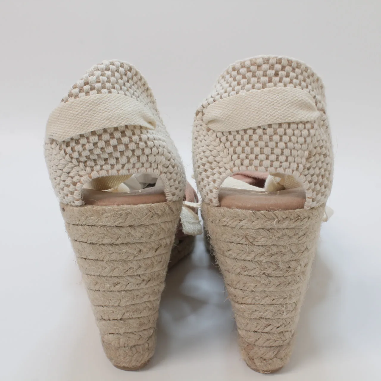 Womens Office Heather Ankle Tie Espadrilles Blush Suede Uk Size 6