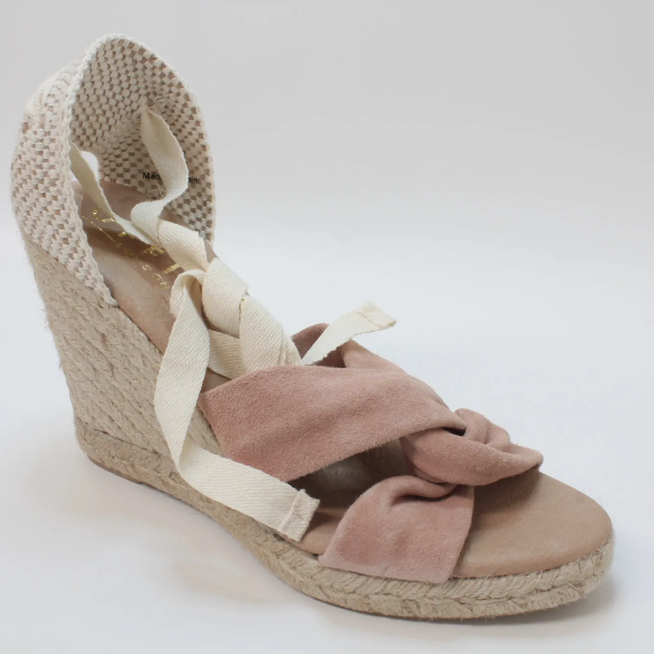Womens Office Heather Ankle Tie Espadrilles Blush Suede Uk Size 6