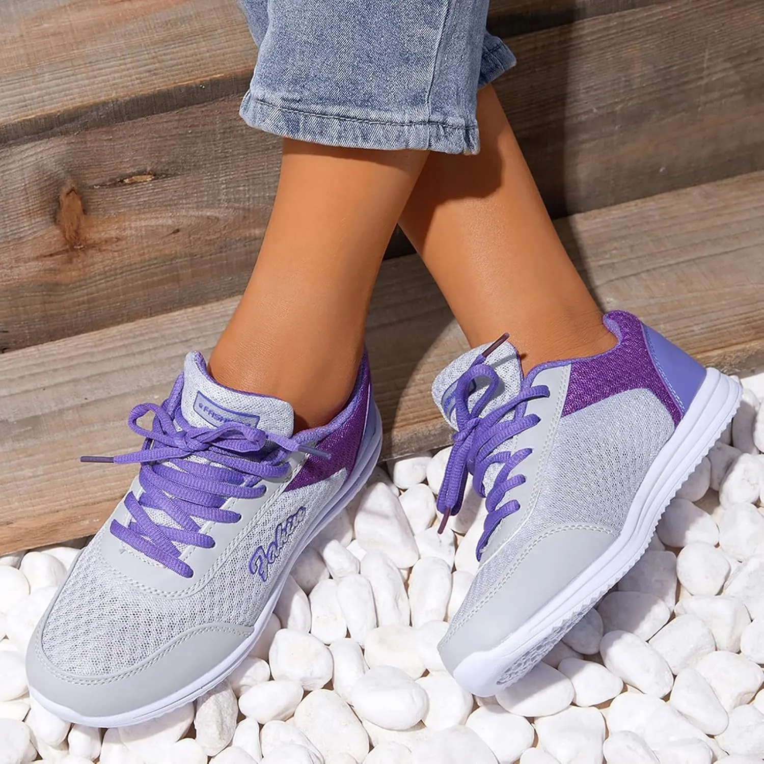 Womens Walking Shoes Lace Up Lightweight Memory Foam Cheer Tennis Shoes Men Slip On Slip On Shoes Casual Slip On Sneakers Waterproof Tennis Shoe Trainers Shoe