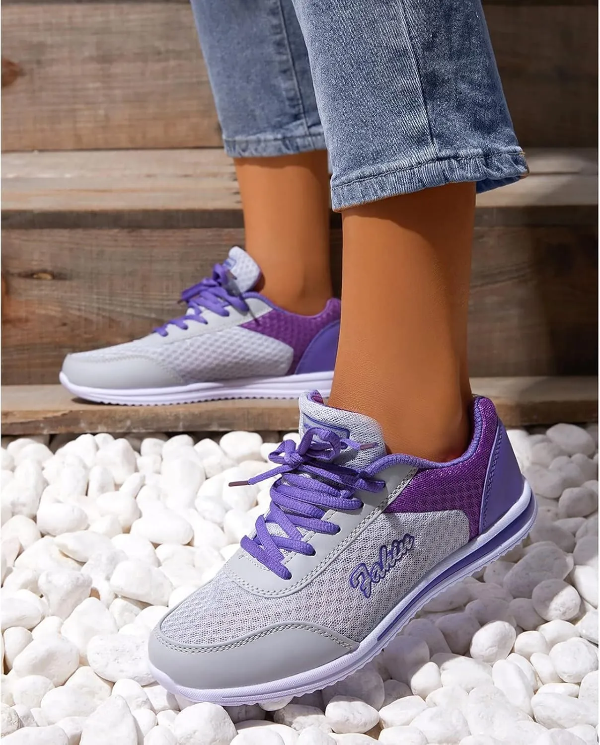 Womens Walking Shoes Lace Up Lightweight Memory Foam Cheer Tennis Shoes Men Slip On Slip On Shoes Casual Slip On Sneakers Waterproof Tennis Shoe Trainers Shoe
