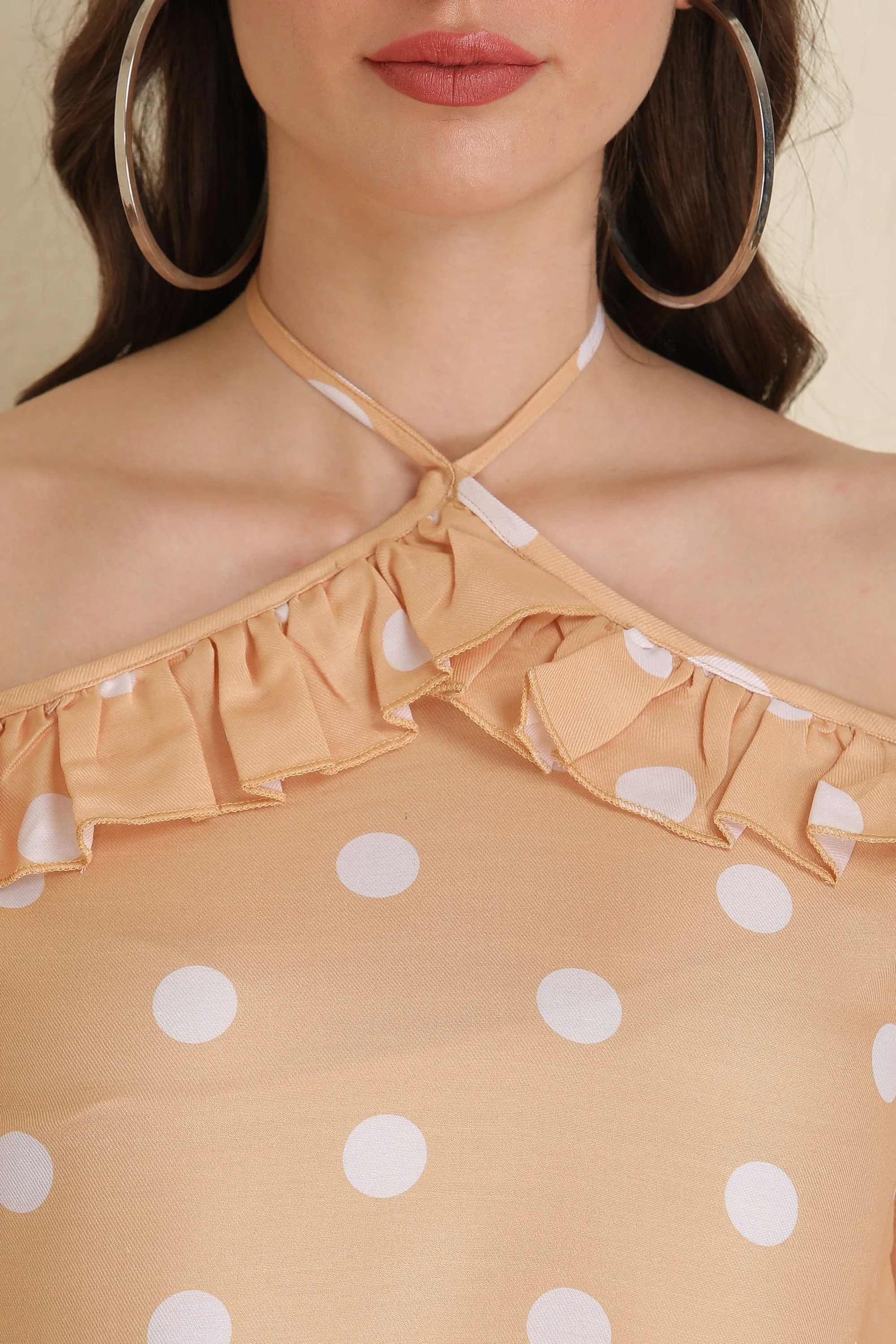 Yellow and White Polka Dot Top