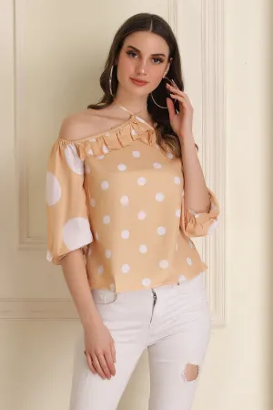 Yellow and White Polka Dot Top
