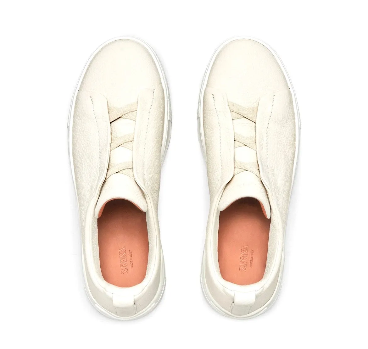 Zegna White Triple Stitch Sneaker