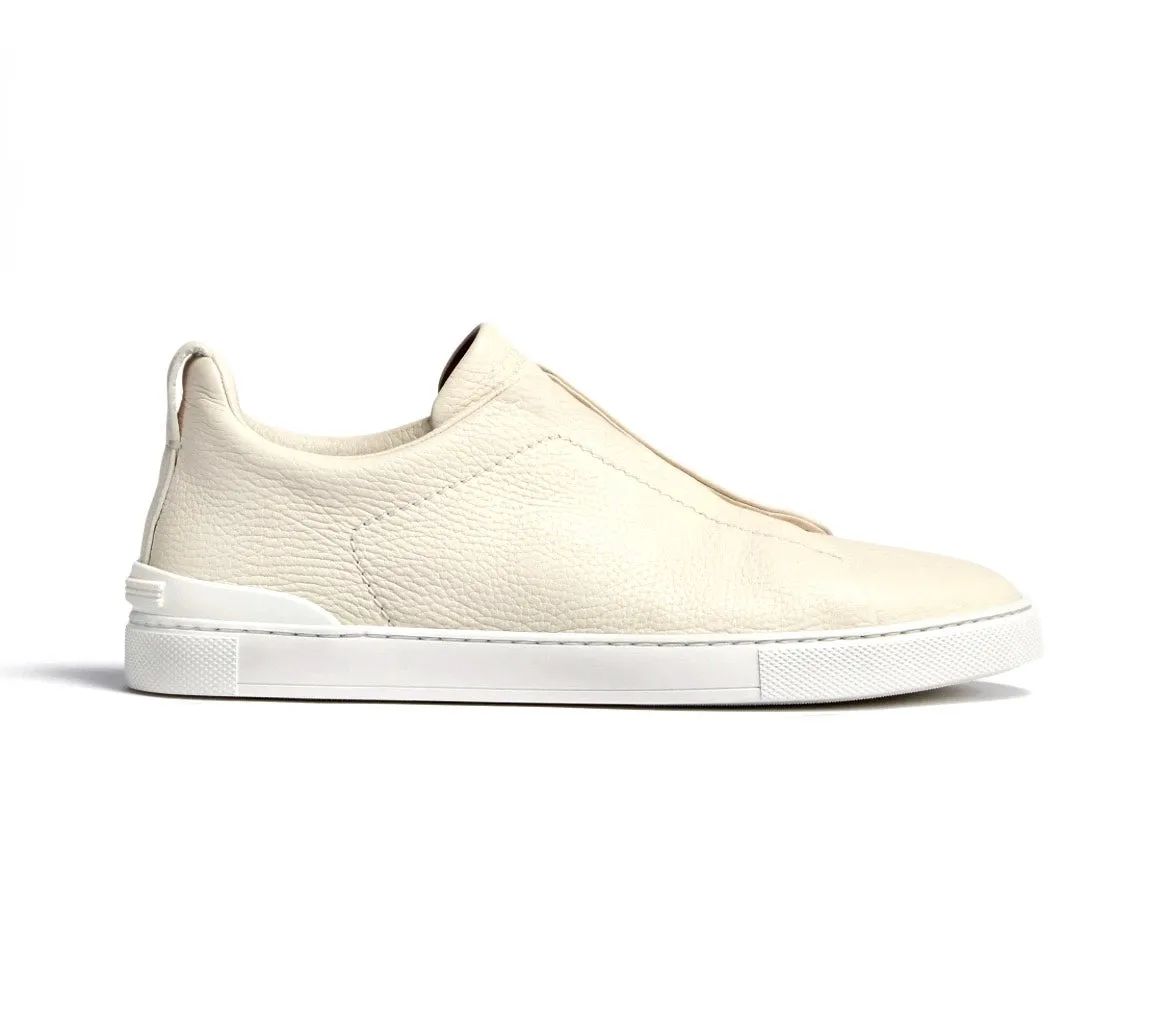 Zegna White Triple Stitch Sneaker