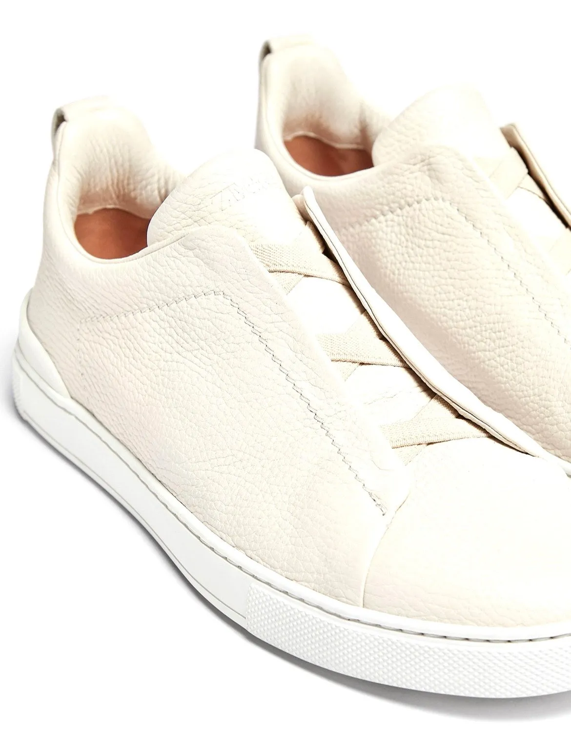 Zegna White Triple Stitch Sneaker